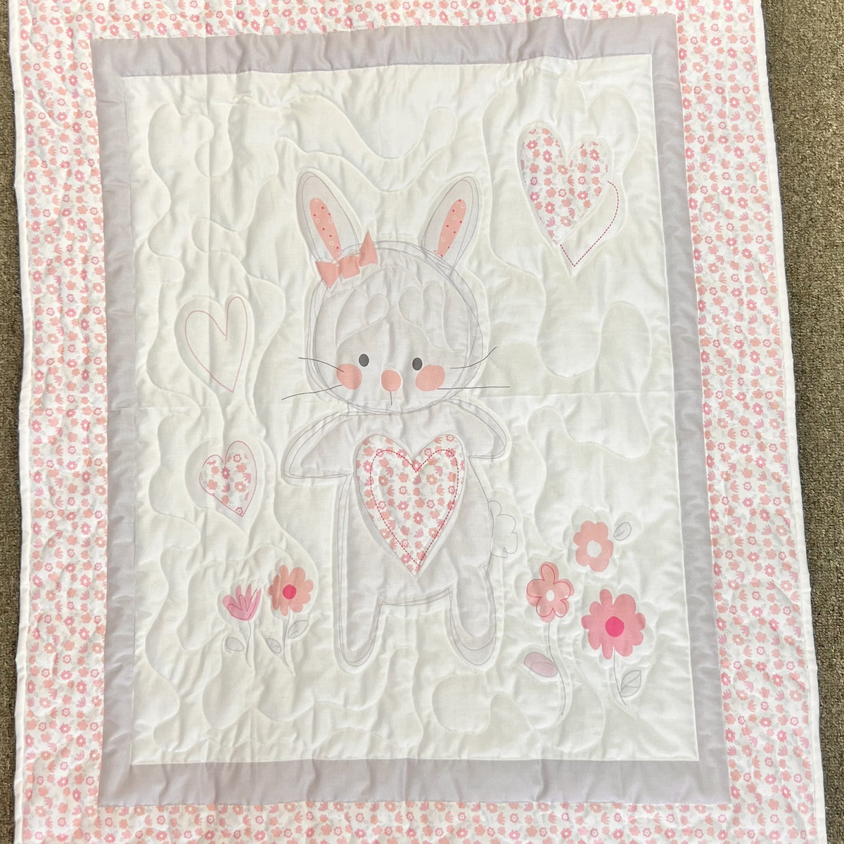 Heirloom Baby Quilt, Personalized Baby Girl Bunny Rabbit Quilt, Beautiful Personalized Bunny Baby hotsell Girl Heirloom Keepsake Quilt Blanket Gift