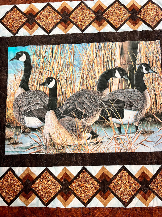 Canada Geese Hunting Lodge Wall Hanging Quilt