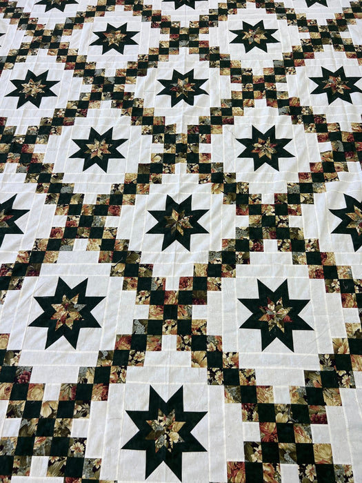 Timeless Irish Chain Star Quilt Top - Traditional Geometric Artistry