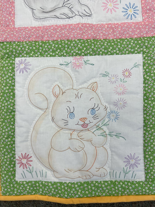 Vintage Charm Calico Animals Baby Quilt