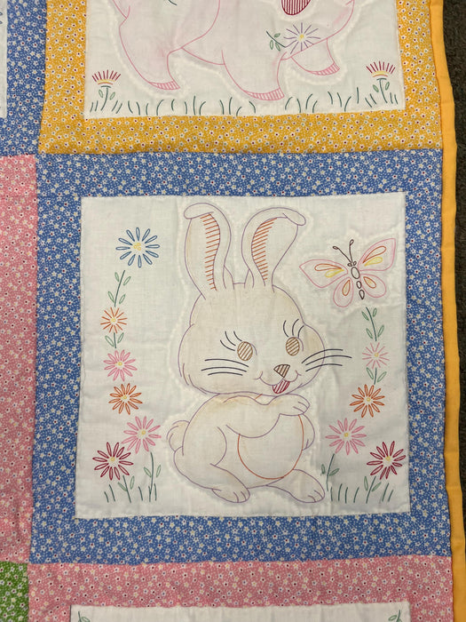 Vintage Charm Calico Animals Baby Quilt