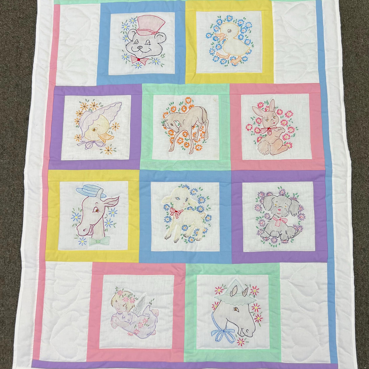 Baby Animals Quilt With Hand popular Embroidery