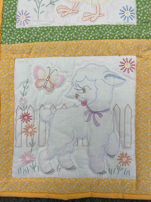 Vintage Charm Calico Animals Baby Quilt