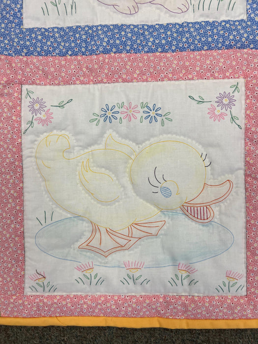 Vintage Charm Calico Animals Baby Quilt