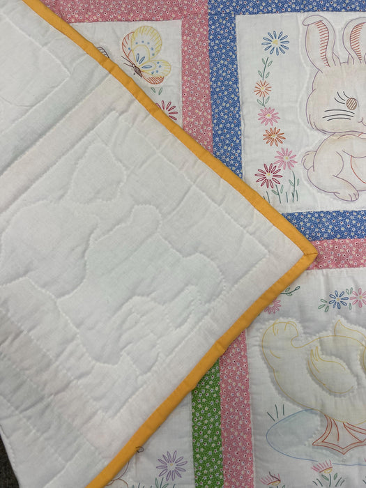 Vintage Charm Calico Animals Baby Quilt